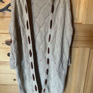 Cream Cable Knit Cardigan with Cutout Details